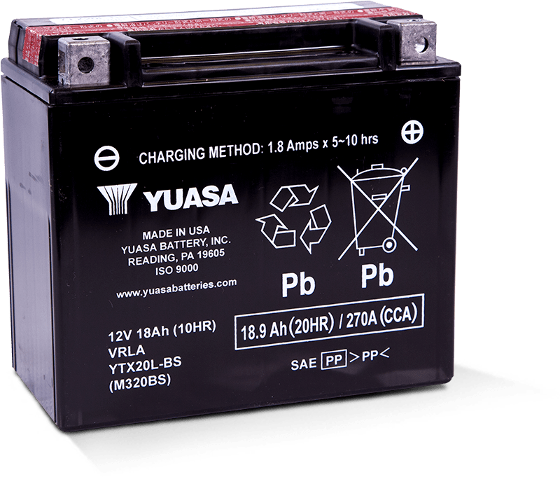 Yuasa YTX20L-BS Maintenance Free AGM 12-Volt Battery w/Bottle Yuasa Battery Batteries AXOPROS