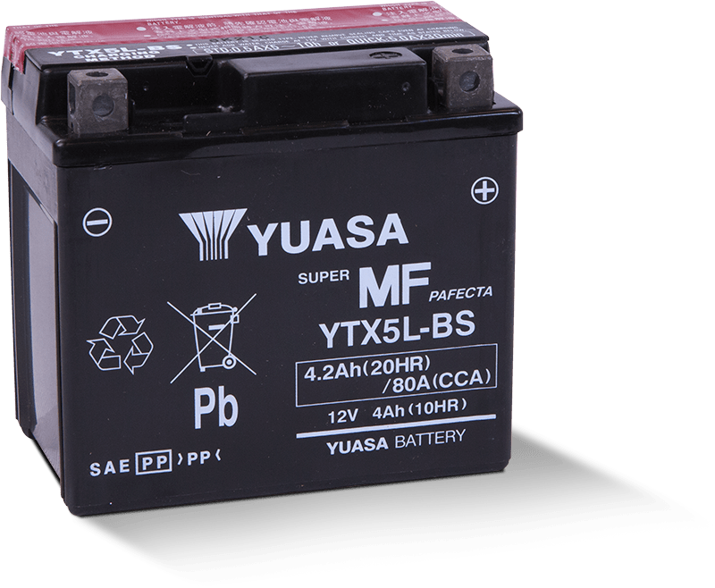 Yuasa YTX5L-BS Maintenance Free AGM 12-Volt Battery w/Bottle Yuasa Battery Batteries AXOPROS