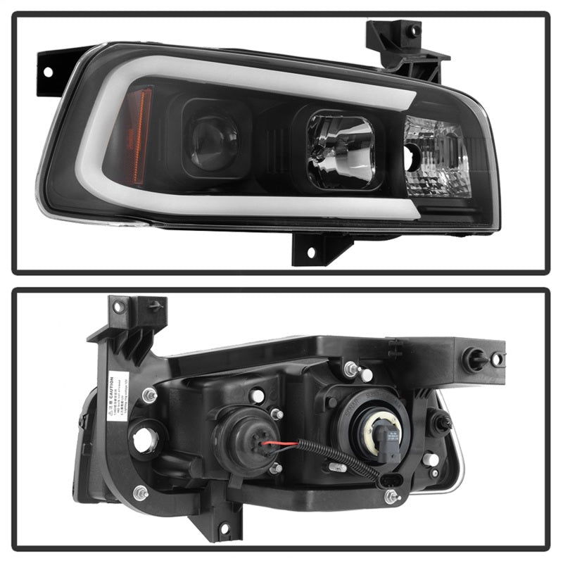 Spyder Dodge Charger 06-10 Projector Headlights - LED Light Bar - Black PRO-YD-DCH05V2-LB-BK SPYDER Headlights  AXOPROS