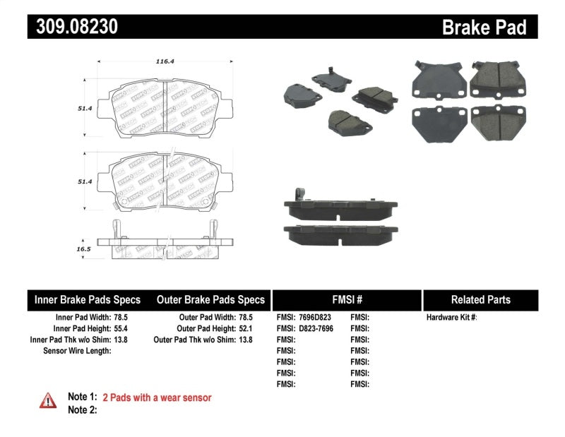 StopTech Performance 00-05 Celica GT-S Rear Brake Pads Stoptech Brake Pads - Performance  AXOPROS