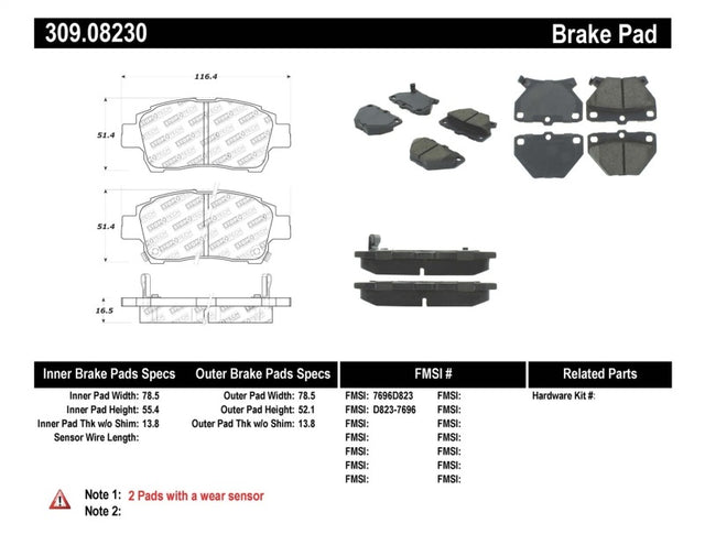 StopTech Performance 00-05 Celica GT-S Rear Brake Pads Stoptech Brake Pads - Performance  AXOPROS