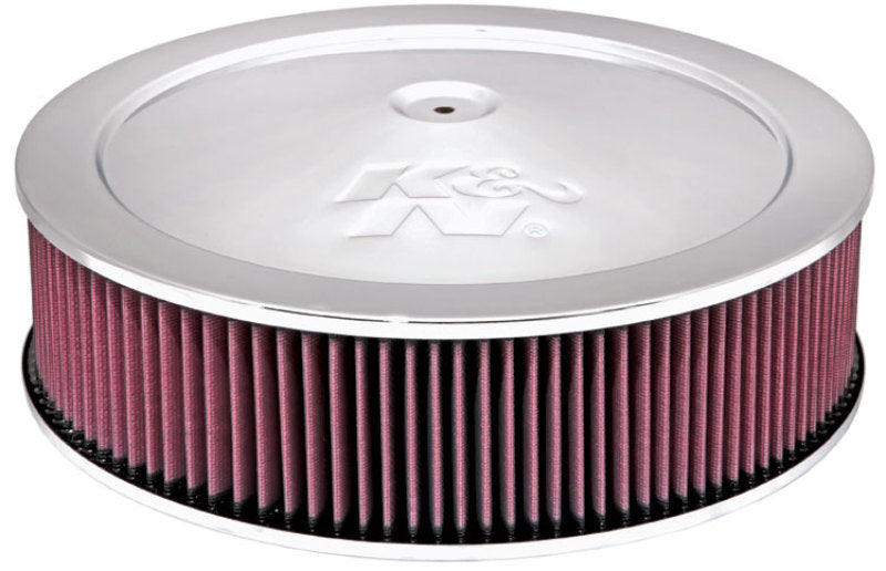 K&N 14in Red Custom Air Cleaner Assembly - 5.125in ID x 14in OD x 3.75in H x 1.25in Drop Base K&N Engineering Carburetor Air Cleaners  AXOPROS