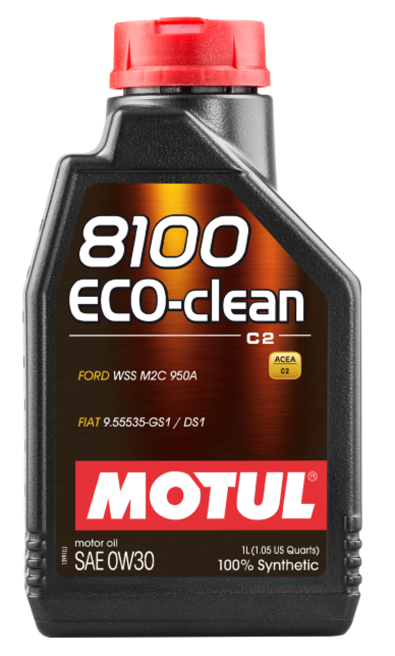Motul 1L Synthetic Engine Oil 8100 Eco-Clean 0W30 12X1L - C2/API SM/ST.JLR 03.5007 - 1L Motul Motor Oils  AXOPROS
