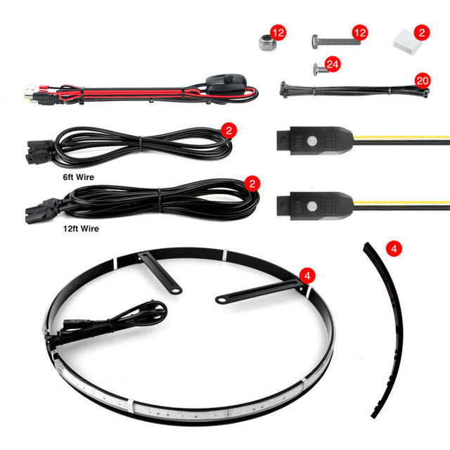XK Glow Adjustable Wheel Ring Light Kit XKchrome App controlled w/ Turn Signal Function 4pc 15-18In XKGLOW Light Accessories and Wiring  AXOPROS