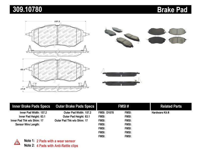 StopTech Performance 05-08 Legacy 2.5 GT Front Brake Pads Stoptech Brake Pads - Performance  AXOPROS