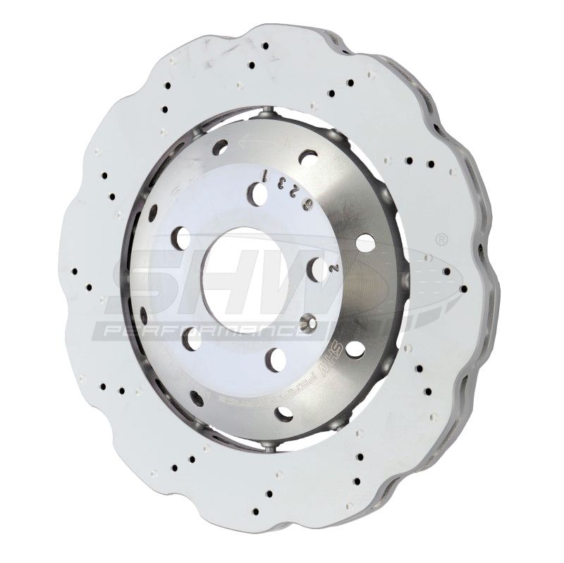 SHW 13-15 Audi RS5 4.2L Rear Drilled-Dimpled Lightweight Wavy Brake Rotor (8T0615601A) SHW Performance Brake Rotors - Drilled  AXOPROS