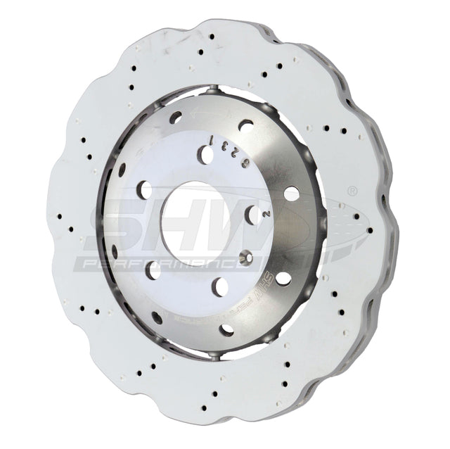 SHW 13-15 Audi RS5 4.2L Rear Drilled-Dimpled Lightweight Wavy Brake Rotor (8T0615601A) SHW Performance Brake Rotors - Drilled  AXOPROS