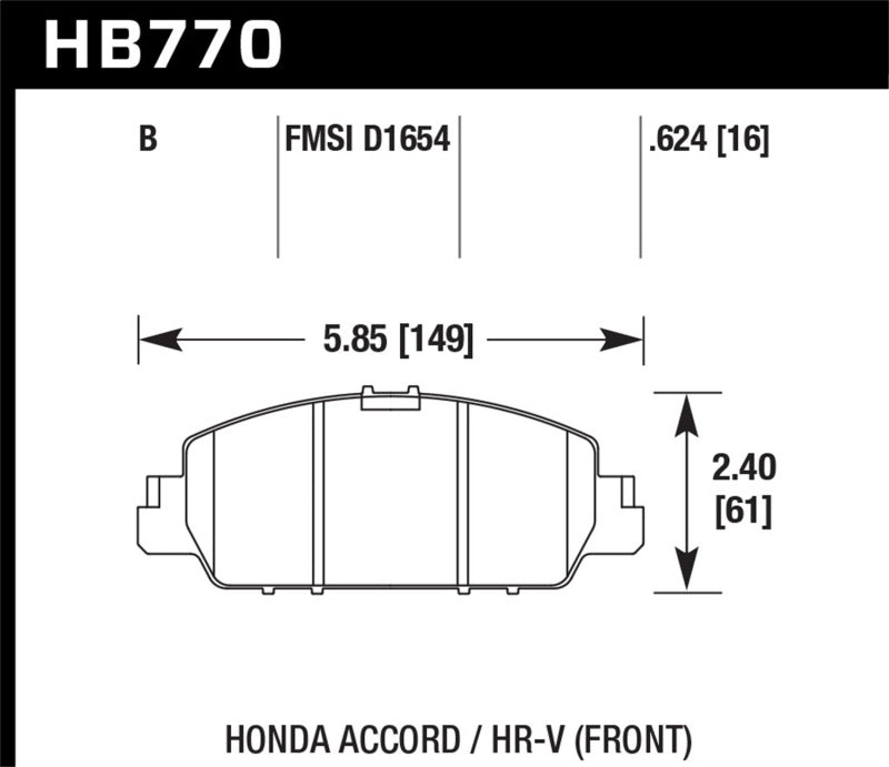 Hawk 13-17 Honda Accord HPS 5.0 Front Brake Pads Hawk Performance Brake Pads - Performance  AXOPROS