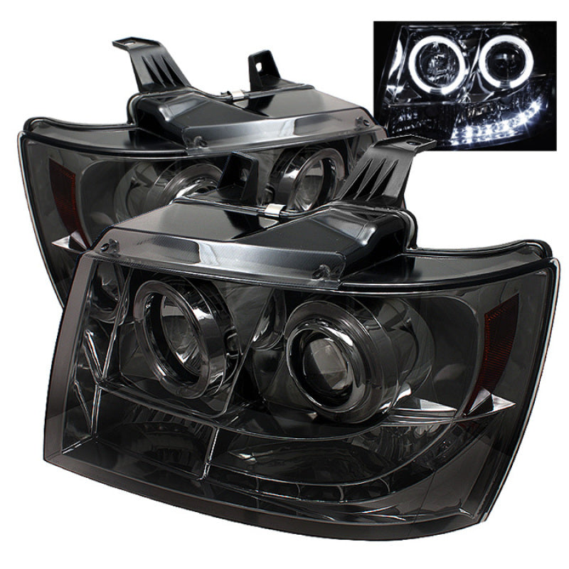 Spyder Chevy Suburban 1500 07-14 Projector Headlights LED Halo LED Smke PRO-YD-CSUB07-HL-SM SPYDER Headlights  AXOPROS