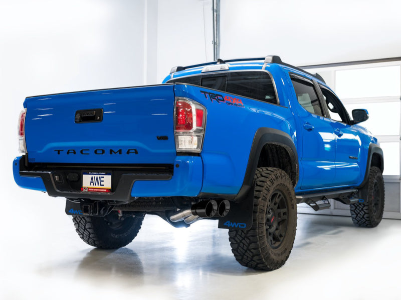 AWE 16-22 Toyota Tacoma 0FG Catback Exhaust w/ BashGuard - Dual Diamond Black Tips AWE Tuning Catback  AXOPROS
