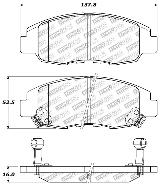 StopTech Performance 98-02 Honda Accord Coupe/Sedan 4cyl Rear Drum/Disc Front Brake Pads Stoptech Brake Pads - Performance  AXOPROS