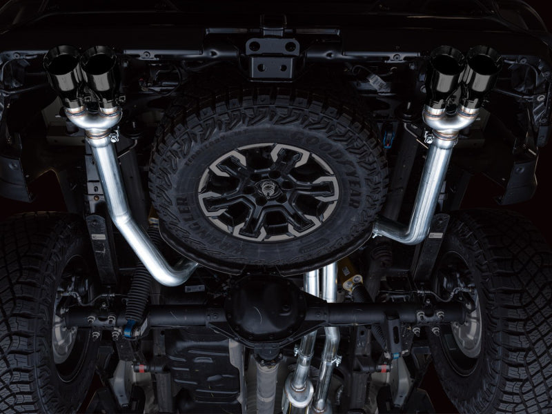 AWE Tuning 22-23 GMC Sierra 1500 AT4X 6.2L 0FG Catback Split Dual (Flat Bumper) - Diamond Black Tips AWE Tuning Catback  AXOPROS