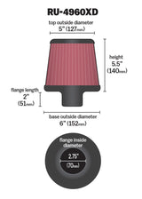 K&N Filter Universal Clamp-On Filter-Round Tapered 2.75in Flange ID x 6in Base OD x 5in Top OD K&N Engineering Air Filters - Universal Fit  AXOPROS