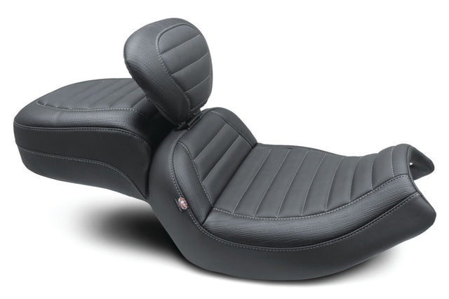 Mustang 20-22 Indian Challenger Standard Touring 1PC Seat w/Driver Backrest - Black Mustang Motorcycle One-Piece Motorcycle Seats  AXOPROS