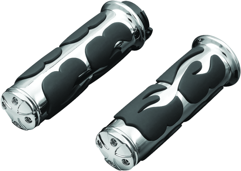Kuryakyn ISO  Flame Grips  Dual Cable Chrome Kuryakyn Grips  AXOPROS