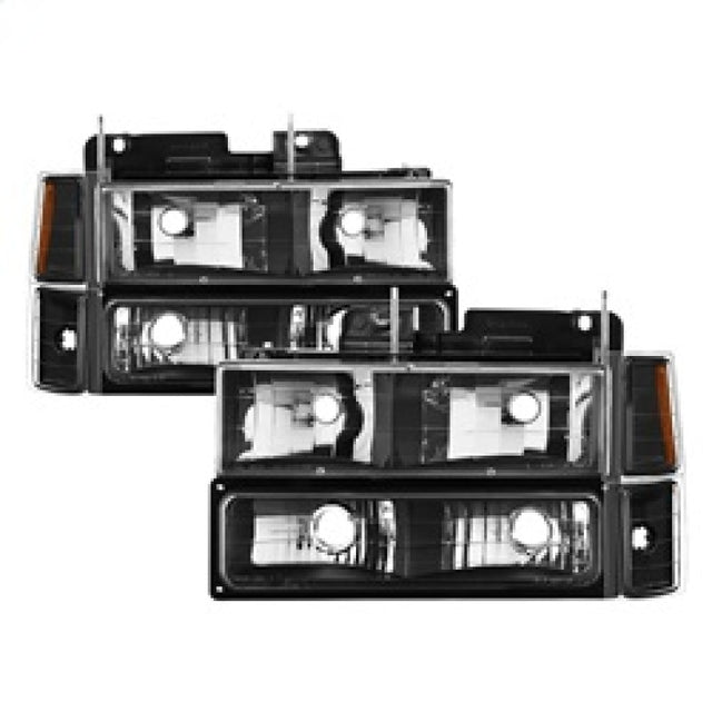 xTune Chevy Suburban 94-98 Headlights w/ Corner & Parking Lights 8pcs Black HD-JH-CCK88-AM-BK-SET SPYDER Headlights  AXOPROS