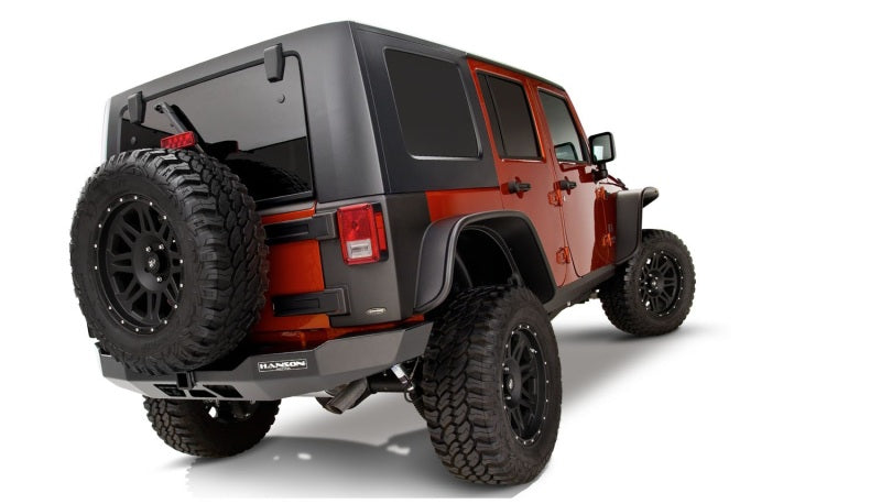 Bushwacker 07-18 Jeep Wrangler Unlimited Flat Style Flares 4pc 4-Door Sport Utility Only - Black Bushwacker Fender Flares  AXOPROS