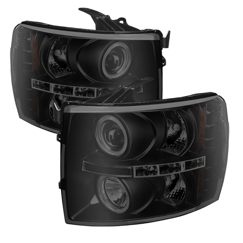 Spyder Chevy Silverado 1500/2500 07-13 Projector Headlights LED Halo LED Blk Smke PRO-YD-CS07-HL-BSM SPYDER Headlights  AXOPROS