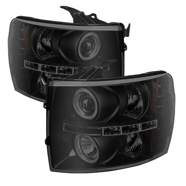 Spyder Chevy Silverado 1500/2500 07-13 Projector Headlights LED Halo LED Blk Smke PRO-YD-CS07-HL-BSM SPYDER Headlights  AXOPROS