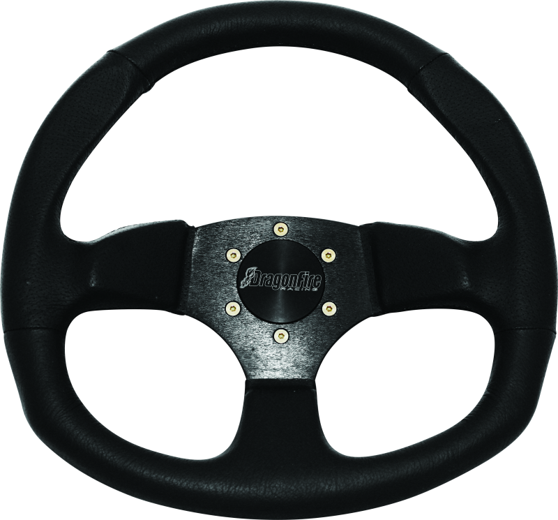 DragonFire Racing Steering Wheels - D-Shaped- Vinyl- Black- 0in offset DragonFire Racing Steering Wheels  AXOPROS