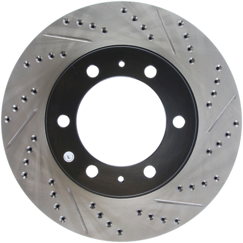 StopTech 07-08 Toyota FJ Cruiser / 05-08 Tacoma (6 lug) / 03-08 4 Runner (319mm disc) SportStop Slo Stoptech Brake Rotors - Slot & Drilled  AXOPROS