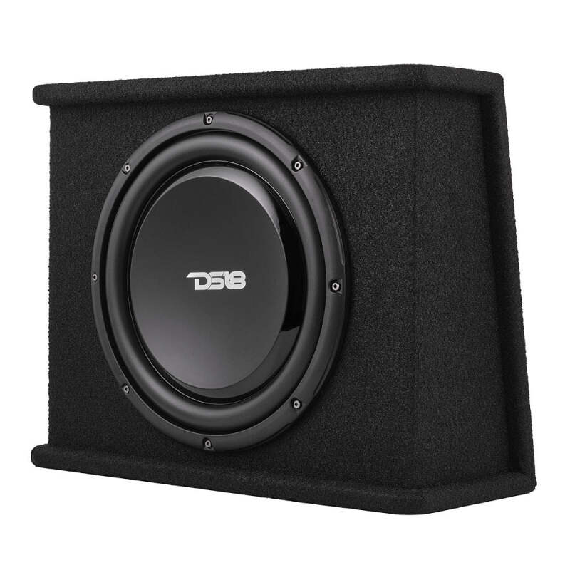 DS18 DS18 Single 12in Shallow Subwoofer and Enclosure 350 Watts RMS Amplified Sealed Black Carpet Subwoofers aftermarket performance part