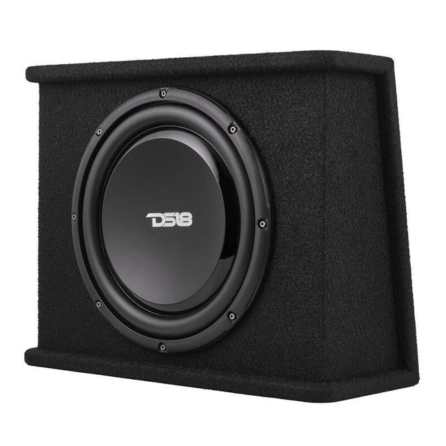DS18 DS18 Single 12in Shallow Subwoofer and Enclosure 350 Watts RMS Amplified Sealed Black Carpet Subwoofers aftermarket performance part