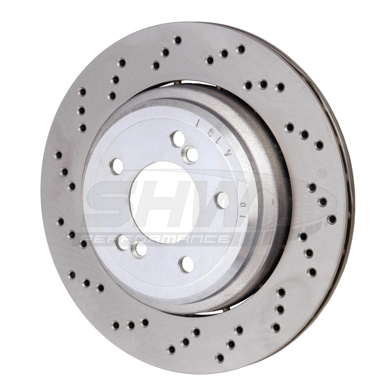 SHW 06-08 BMW Z4 3.2L Left Rear Cross-Drilled Lightweight Brake Rotor (34212282303) SHW Performance Brake Rotors - Drilled  AXOPROS
