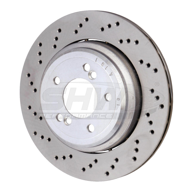 SHW 06-08 BMW Z4 3.2L Left Rear Cross-Drilled Lightweight Brake Rotor (34212282303) SHW Performance Brake Rotors - Drilled  AXOPROS