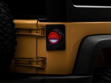 Raxiom Raxiom 07-18 Jeep Wrangler JK Axial Series Halo LED Tail Lights- Black Housing (Clear Lens) Tail Lights aftermarket performance part
