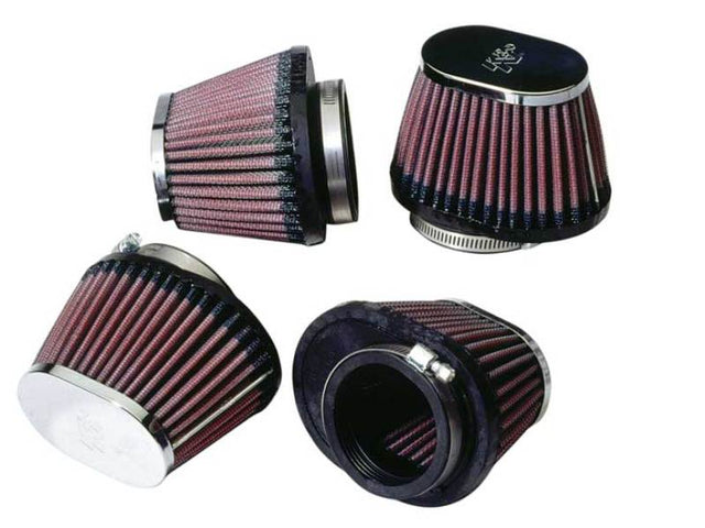 K&N Universal Chrome Oval Tapered Filter 2.125inFlgID x 4inBOL x 3inBOW x 3inTOL x 2inTOW x 2.75inH K&N Engineering Air Filters - Direct Fit  AXOPROS
