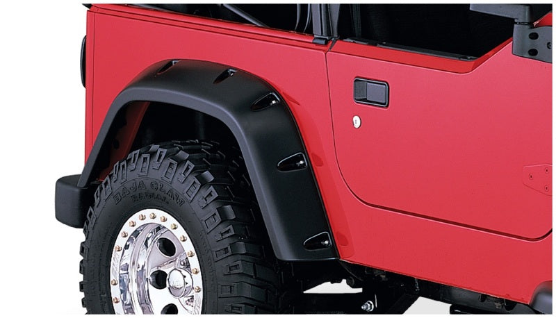 Bushwacker 97-06 Jeep TJ Pocket Style Flares 4pc - Black Bushwacker Fender Flares  AXOPROS