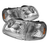 Xtune Ford F150 97-03 / Expedition 97-02 Crystal Headlights w/Corner Chrome HD-JH-FF15097-SET-AM-C SPYDER Headlights  AXOPROS