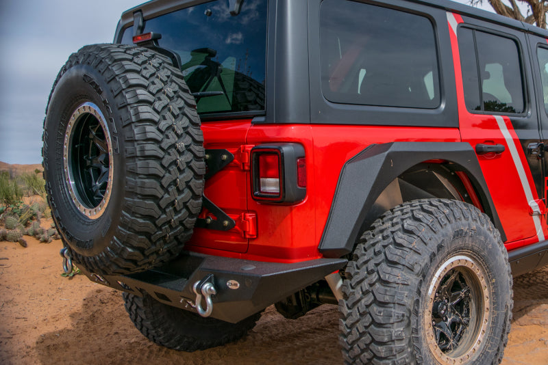 DV8 Offroad 2018+ Jeep Wrangler JL Tailgate Mounted Tire Carrier DV8 Offroad Chase Racks  AXOPROS