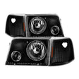 Xtune Ford Ranger 93-97 Projector Headlights w/ Corner Lights Black PRO-JH-FR93-SET-BK SPYDER Headlights  AXOPROS