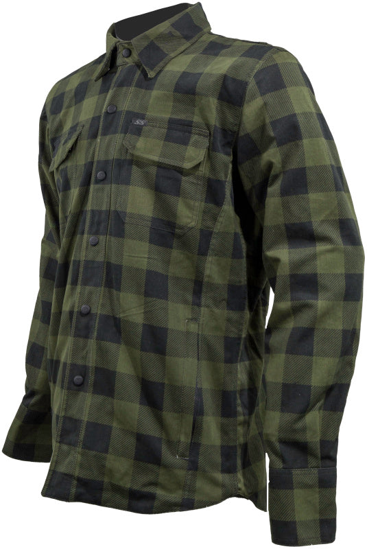 Speed and Strength True Grit Armored Motoshirt Olive/Black - Large Speed and Strength Shirts  AXOPROS