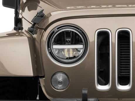 Raxiom Raxiom 97-18 Jeep Wrangler TJ & JK Axial 7-In LED Headlights w/ DRL - Black Housing (Clear Lens) Headlights aftermarket performance part