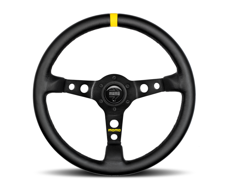 Momo MOD07 Steering Wheel 350 mm -  Black Leather/Black Spokes/1 Stripe MOMO Steering Wheels  AXOPROS