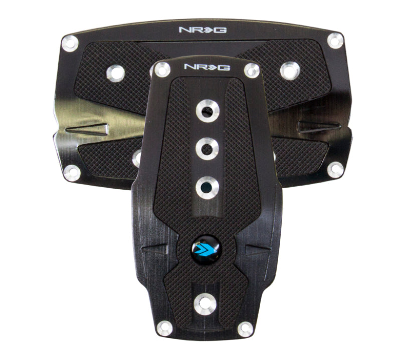 NRG Brushed Aluminum Sport Pedal A/T - Black w/Black Rubber Inserts NRG Pedal Covers  AXOPROS