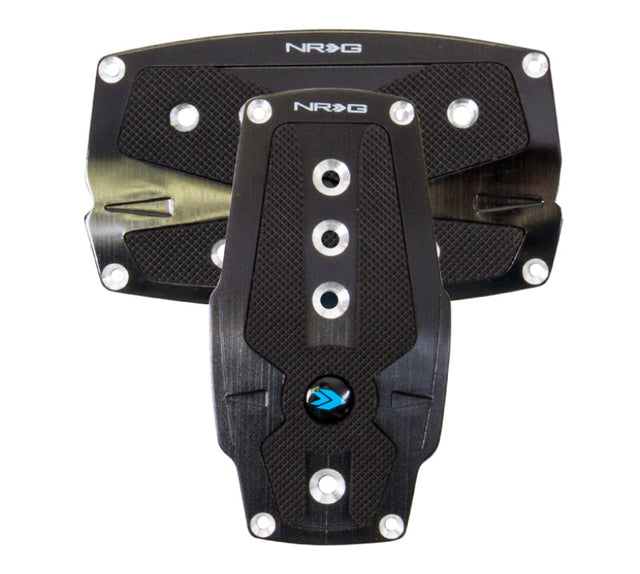 NRG Brushed Aluminum Sport Pedal A/T - Black w/Black Rubber Inserts NRG Pedal Covers  AXOPROS