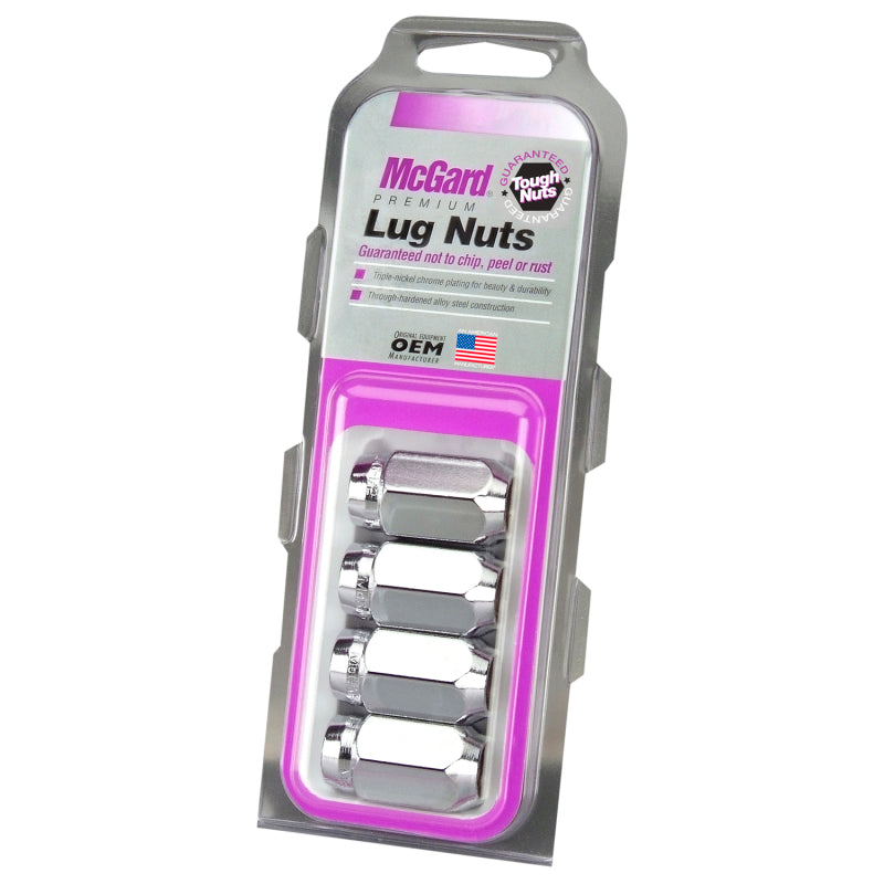 McGard Hex Lug Nut (Cone Seat) M12X1.5 / 13/16 Hex / 1.5in. Length (4-Pack) - Chrome McGard Lug Nuts  AXOPROS
