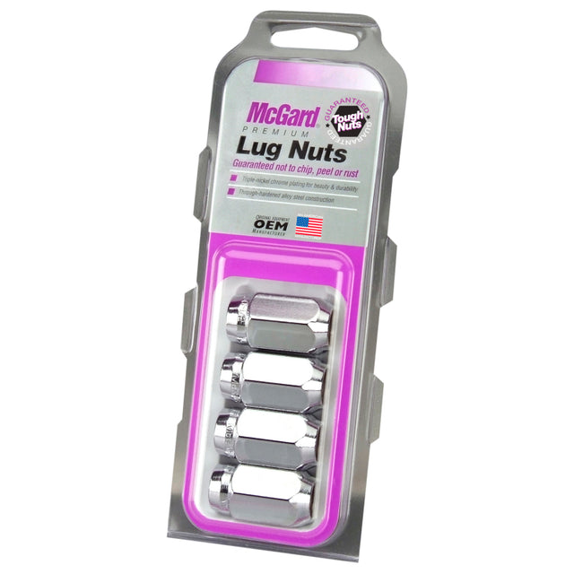 McGard Hex Lug Nut (Cone Seat) M12X1.5 / 13/16 Hex / 1.5in. Length (4-Pack) - Chrome McGard Lug Nuts  AXOPROS