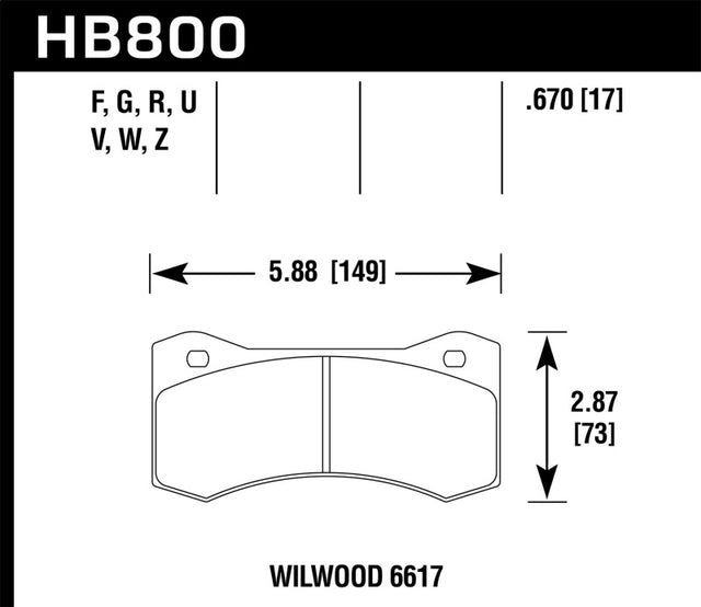 Hawk Willwood 6617 Caliper DTC-70 Race Brake Pads Hawk Performance Brake Pads - Racing  AXOPROS