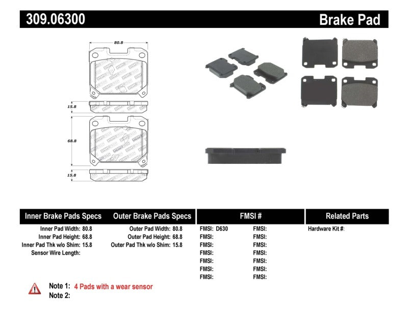 StopTech Performance 5/93-98 Toyota Supra Turbo Rear Brake Pads Stoptech Brake Pads - Performance  AXOPROS