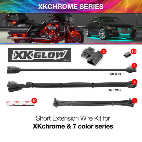 XKGLOW XK Glow Extension Wire Kit for XKchrome & 7 Color Series for Motorcycle Light Accessories and Wiring aftermarket performance part