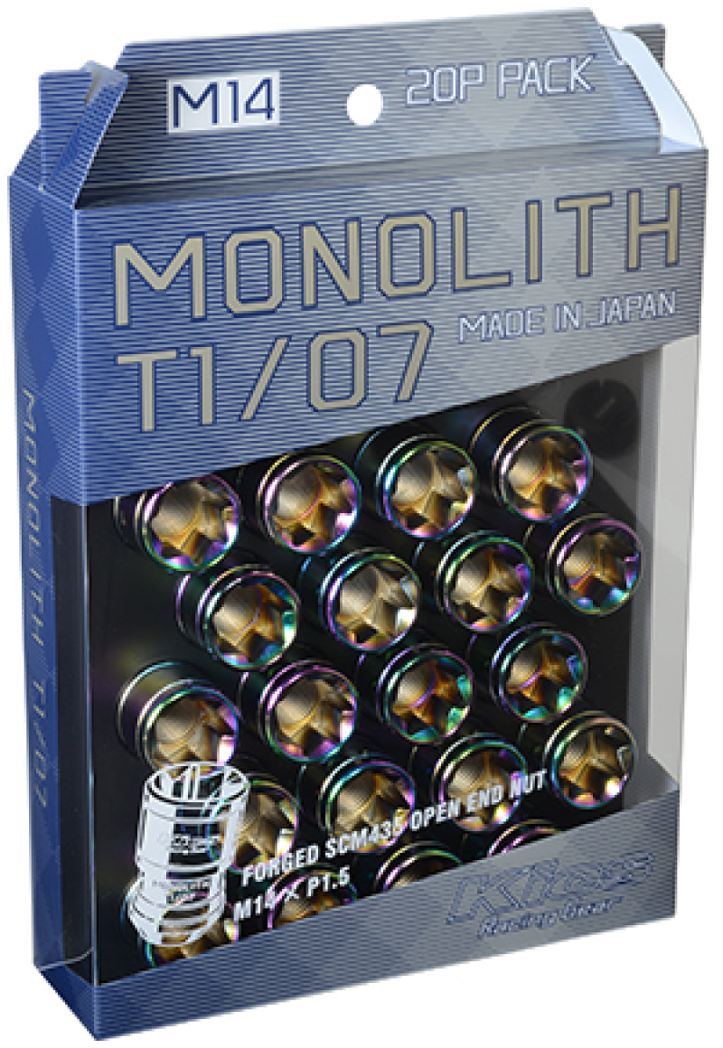 Project Kics 14 x 1.5 Neochrome T1/07 Monolith Lug Nuts - 20 Pcs Project Kics Lug Nuts  AXOPROS