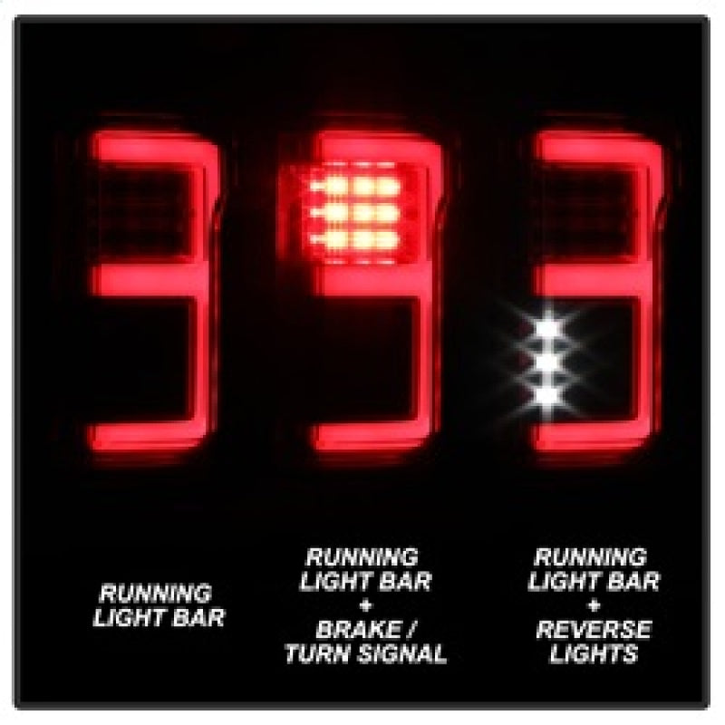 Spyder 15-18 Ford F-150 LED Tail Lights (w/Blind Spot) - Red Clear (ALT-YD-FF15015BS-LBLED-RC) SPYDER Tail Lights  AXOPROS
