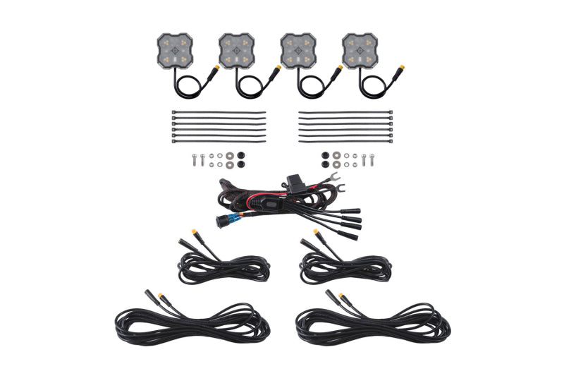 Diode Dynamics Diode Dyamics Rock Light - Amber/White - M8 4-Pack Light Accessories and Wiring aftermarket performance part