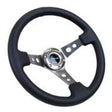 NRG Reinforced Steering Wheel (350mm / 3in. Deep) Blk Leather w/Gunmetal Circle Cutout Spokes NRG Steering Wheels  AXOPROS