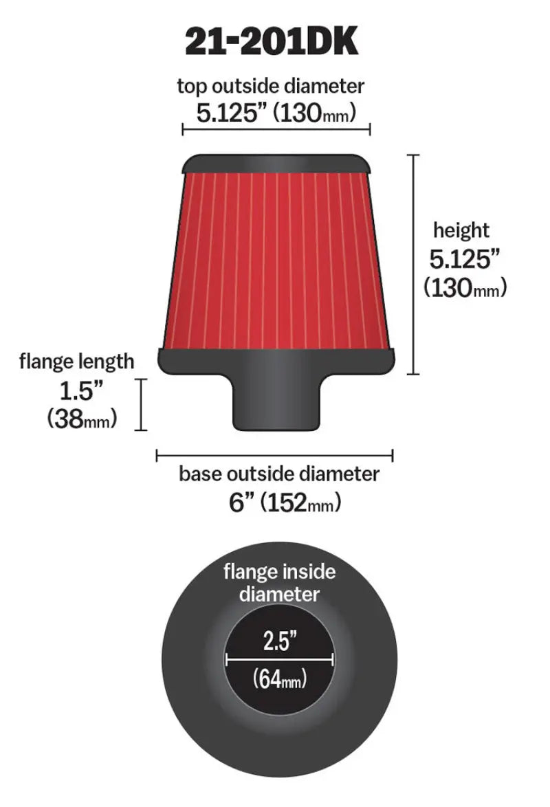 AEM 2.50 in Short Neck 5 in Element Filter AEM Induction Air Filters - Universal Fit  AXOPROS